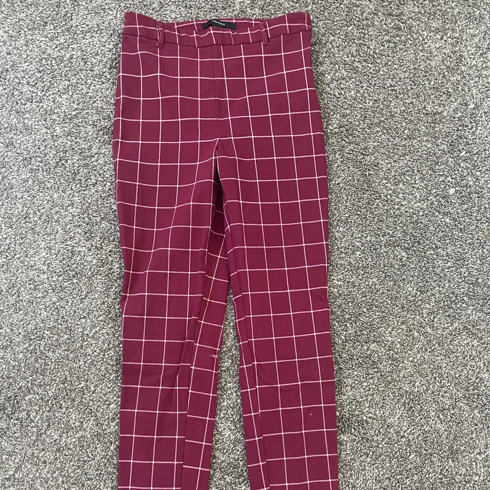 Checkered Print Red Plaid Pants